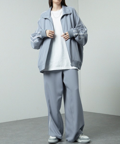 【セール】【セットアップ対応】'huge sizing' ダブルフェイスサイドラインオーバーサイズトラックジャケット（ジャージ）｜Alfred Alex（アルフレッドアレックス）