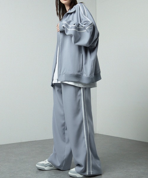 【セール】【セットアップ対応】'huge sizing' ダブルフェイスサイドラインオーバーサイズトラックジャケット（ジャージ）｜Alfred Alex（アルフレッドアレックス）