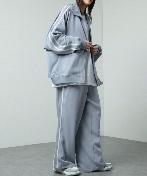 【セール】【セットアップ対応】'huge sizing' ダブルフェイスサイドラインオーバーサイズトラックジャケット（ジャージ）｜Alfred Alex（アルフレッドアレックス）