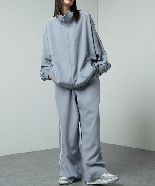 【セール】【セットアップ対応】'huge sizing' ダブルフェイスサイドラインオーバーサイズトラックジャケット（ジャージ）｜Alfred Alex（アルフレッドアレックス）