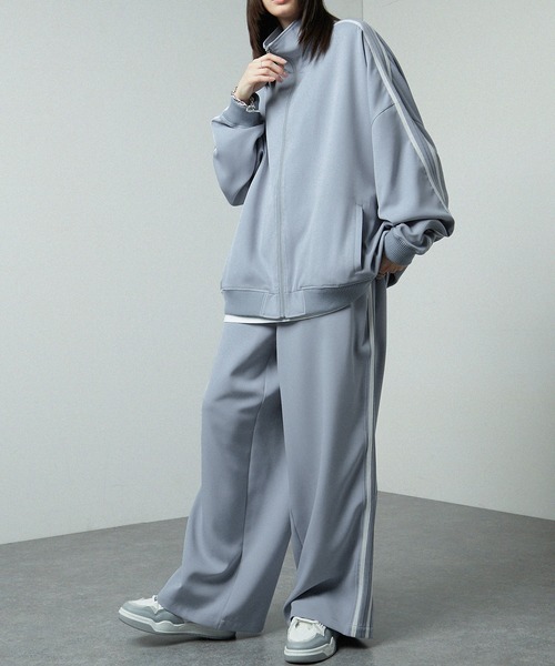 【セール】【セットアップ対応】'huge sizing' ダブルフェイスサイドラインオーバーサイズトラックジャケット（ジャージ）｜Alfred Alex（アルフレッドアレックス）