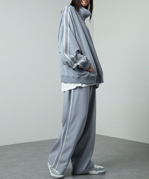 【セール】【セットアップ対応】'huge sizing' ダブルフェイスサイドラインオーバーサイズトラックジャケット（ジャージ）｜Alfred Alex（アルフレッドアレックス）