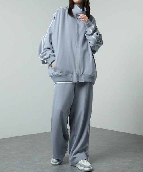 【セール】【セットアップ対応】'huge sizing' ダブルフェイスサイドラインオーバーサイズトラックジャケット（ジャージ）｜Alfred Alex（アルフレッドアレックス）