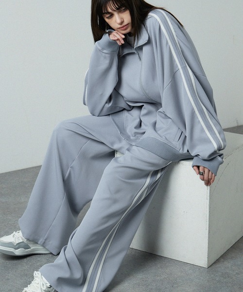 【セール】【セットアップ対応】'huge sizing' ダブルフェイスサイドラインオーバーサイズトラックジャケット（ジャージ）｜Alfred Alex（アルフレッドアレックス）