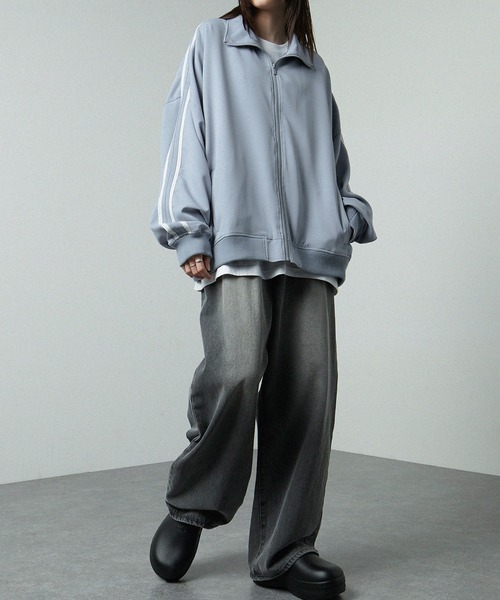 【セール】【セットアップ対応】'huge sizing' ダブルフェイスサイドラインオーバーサイズトラックジャケット（ジャージ）｜Alfred Alex（アルフレッドアレックス）