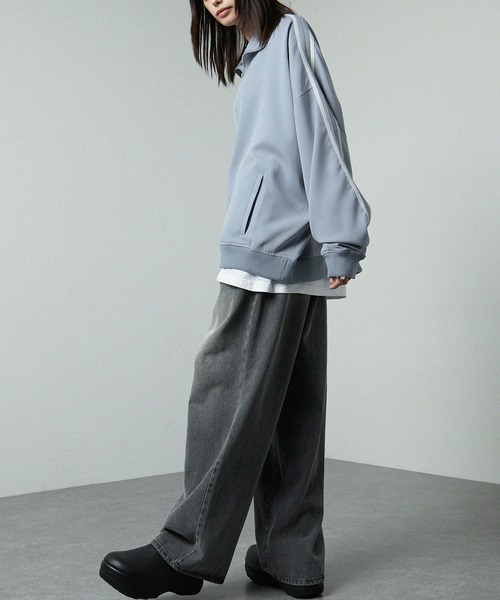 【セール】【セットアップ対応】'huge sizing' ダブルフェイスサイドラインオーバーサイズトラックジャケット（ジャージ）｜Alfred Alex（アルフレッドアレックス）