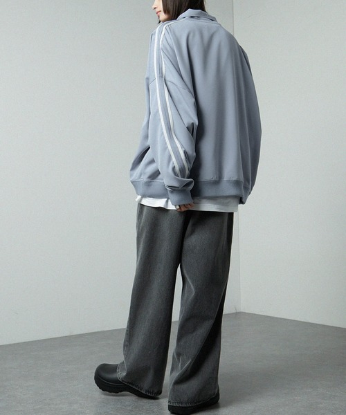 【セール】【セットアップ対応】'huge sizing' ダブルフェイスサイドラインオーバーサイズトラックジャケット（ジャージ）｜Alfred Alex（アルフレッドアレックス）