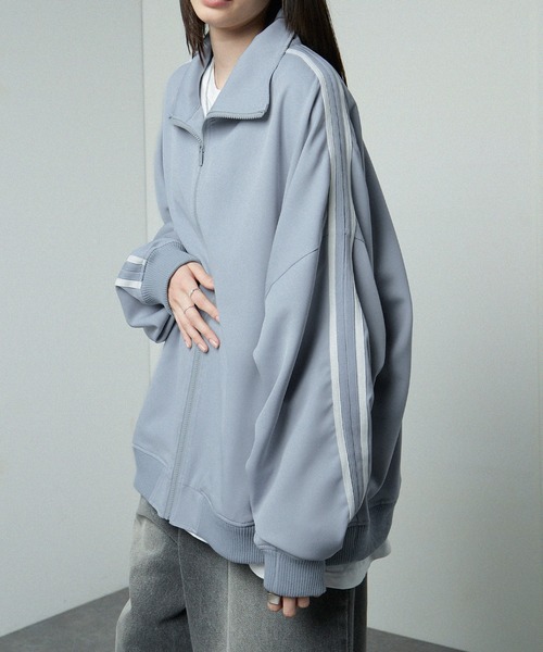 【セール】【セットアップ対応】'huge sizing' ダブルフェイスサイドラインオーバーサイズトラックジャケット（ジャージ）｜Alfred Alex（アルフレッドアレックス）