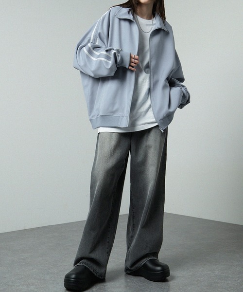 【セール】【セットアップ対応】'huge sizing' ダブルフェイスサイドラインオーバーサイズトラックジャケット（ジャージ）｜Alfred Alex（アルフレッドアレックス）