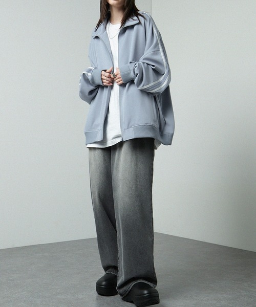 【セール】【セットアップ対応】'huge sizing' ダブルフェイスサイドラインオーバーサイズトラックジャケット（ジャージ）｜Alfred Alex（アルフレッドアレックス）