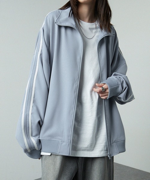 【セール】【セットアップ対応】'huge sizing' ダブルフェイスサイドラインオーバーサイズトラックジャケット（ジャージ）｜Alfred Alex（アルフレッドアレックス）