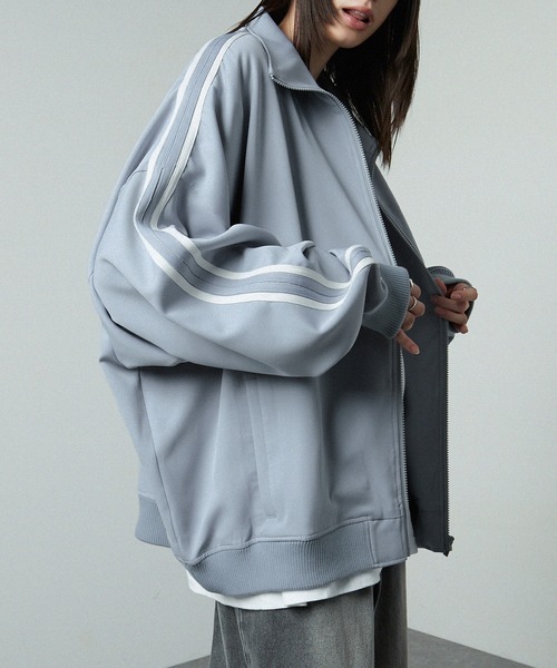【セール】【セットアップ対応】'huge sizing' ダブルフェイスサイドラインオーバーサイズトラックジャケット（ジャージ）｜Alfred Alex（アルフレッドアレックス）