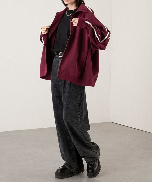 【セール】【セットアップ対応】'huge sizing' ダブルフェイスサイドラインオーバーサイズトラックジャケット（ジャージ）｜Alfred Alex（アルフレッドアレックス）