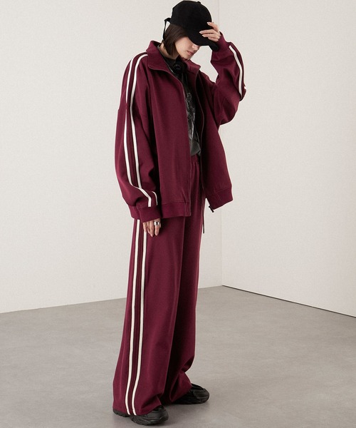 【セール】【セットアップ対応】'huge sizing' ダブルフェイスサイドラインオーバーサイズトラックジャケット（ジャージ）｜Alfred Alex（アルフレッドアレックス）