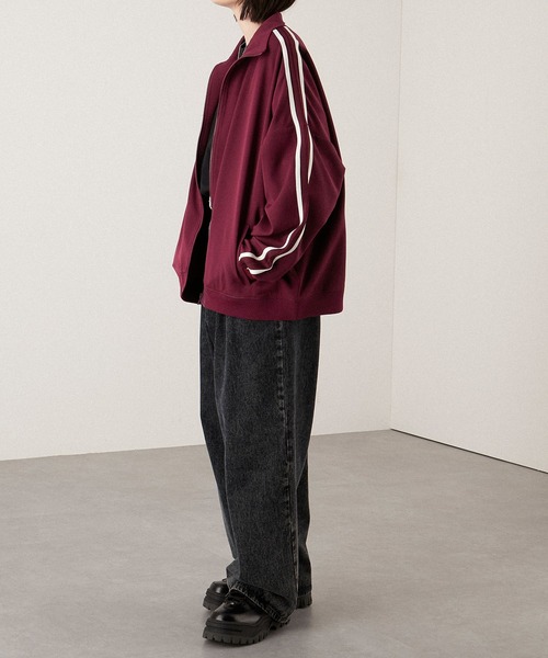 【セール】【セットアップ対応】'huge sizing' ダブルフェイスサイドラインオーバーサイズトラックジャケット（ジャージ）｜Alfred Alex（アルフレッドアレックス）