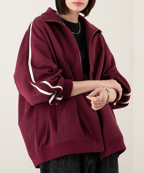 【セール】【セットアップ対応】'huge sizing' ダブルフェイスサイドラインオーバーサイズトラックジャケット（ジャージ）｜Alfred Alex（アルフレッドアレックス）
