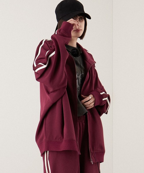 【セール】【セットアップ対応】'huge sizing' ダブルフェイスサイドラインオーバーサイズトラックジャケット（ジャージ）｜Alfred Alex（アルフレッドアレックス）