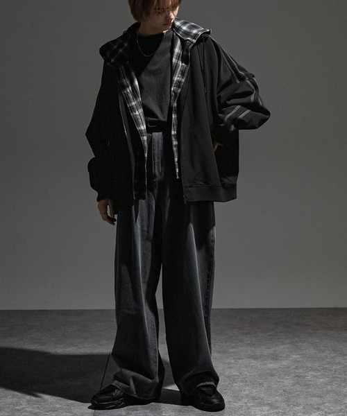 【セール】【セットアップ対応】'huge sizing' ダブルフェイスサイドラインオーバーサイズトラックジャケット（ジャージ）｜Alfred Alex（アルフレッドアレックス）