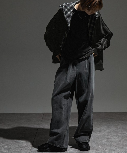 【セール】【セットアップ対応】'huge sizing' ダブルフェイスサイドラインオーバーサイズトラックジャケット（ジャージ）｜Alfred Alex（アルフレッドアレックス）