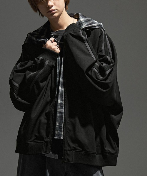 【セール】【セットアップ対応】'huge sizing' ダブルフェイスサイドラインオーバーサイズトラックジャケット（ジャージ）｜Alfred Alex（アルフレッドアレックス）
