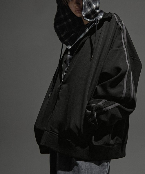 【セール】【セットアップ対応】'huge sizing' ダブルフェイスサイドラインオーバーサイズトラックジャケット（ジャージ）｜Alfred Alex（アルフレッドアレックス）