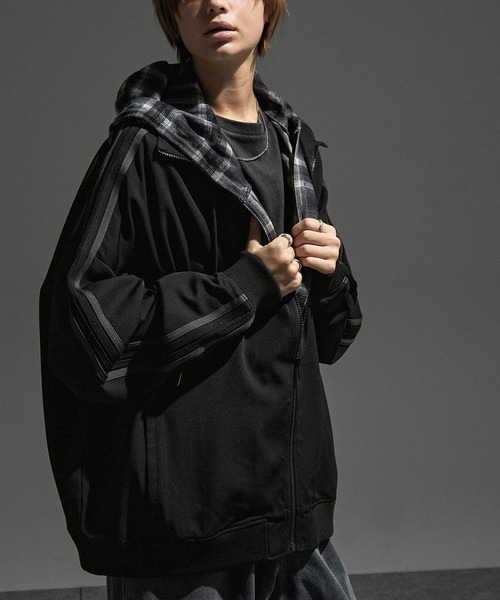 【セール】【セットアップ対応】'huge sizing' ダブルフェイスサイドラインオーバーサイズトラックジャケット（ジャージ）｜Alfred Alex（アルフレッドアレックス）
