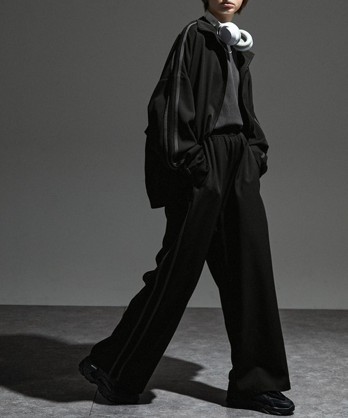 【セール】【セットアップ対応】'huge sizing' ダブルフェイスサイドラインオーバーサイズトラックジャケット（ジャージ）｜Alfred Alex（アルフレッドアレックス）