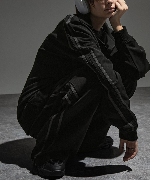 【セール】【セットアップ対応】'huge sizing' ダブルフェイスサイドラインオーバーサイズトラックジャケット（ジャージ）｜Alfred Alex（アルフレッドアレックス）