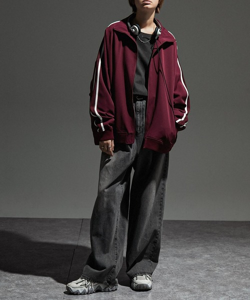 【セール】【セットアップ対応】'huge sizing' ダブルフェイスサイドラインオーバーサイズトラックジャケット（ジャージ）｜Alfred Alex（アルフレッドアレックス）