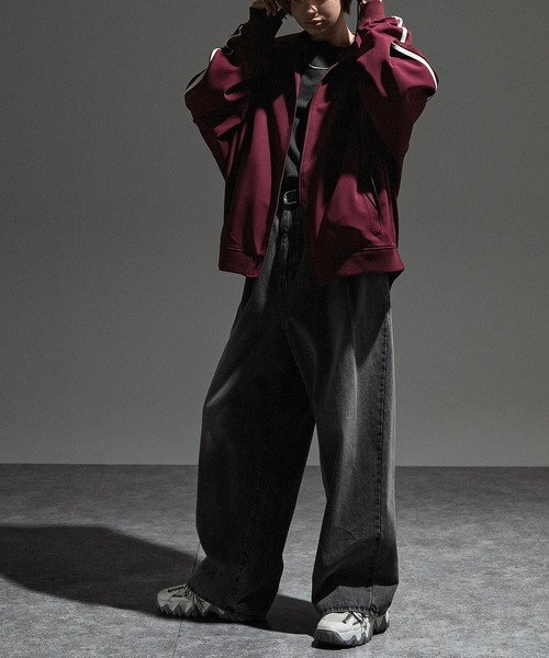 【セール】【セットアップ対応】'huge sizing' ダブルフェイスサイドラインオーバーサイズトラックジャケット（ジャージ）｜Alfred Alex（アルフレッドアレックス）
