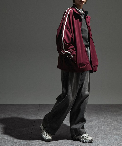 【セール】【セットアップ対応】'huge sizing' ダブルフェイスサイドラインオーバーサイズトラックジャケット（ジャージ）｜Alfred Alex（アルフレッドアレックス）