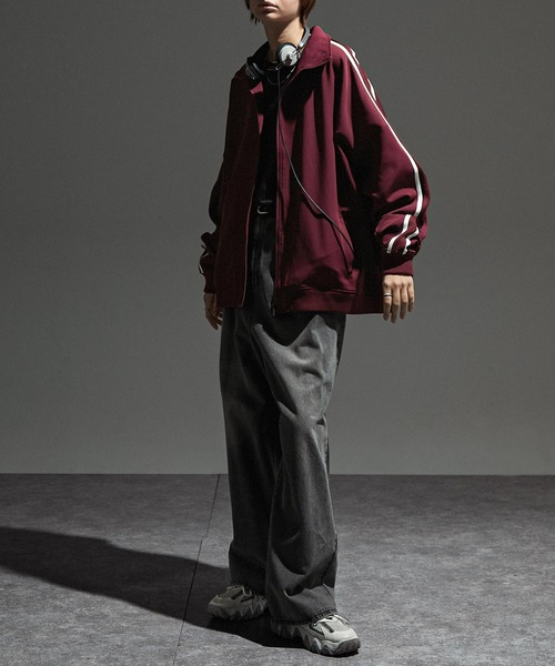 【セール】【セットアップ対応】'huge sizing' ダブルフェイスサイドラインオーバーサイズトラックジャケット（ジャージ）｜Alfred Alex（アルフレッドアレックス）