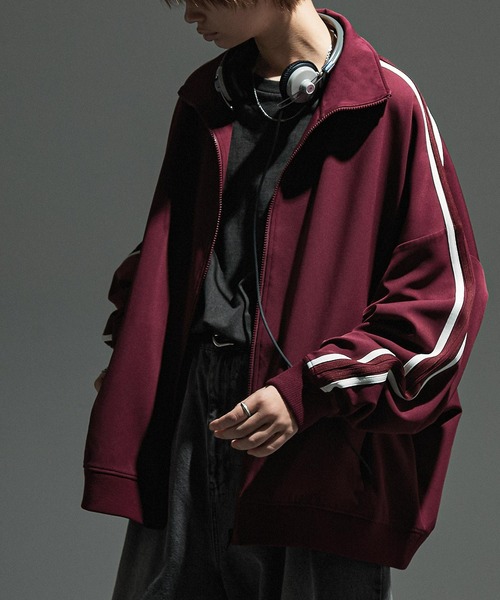 【セール】【セットアップ対応】'huge sizing' ダブルフェイスサイドラインオーバーサイズトラックジャケット（ジャージ）｜Alfred Alex（アルフレッドアレックス）