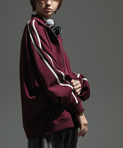 【セール】【セットアップ対応】'huge sizing' ダブルフェイスサイドラインオーバーサイズトラックジャケット（ジャージ）｜Alfred Alex（アルフレッドアレックス）