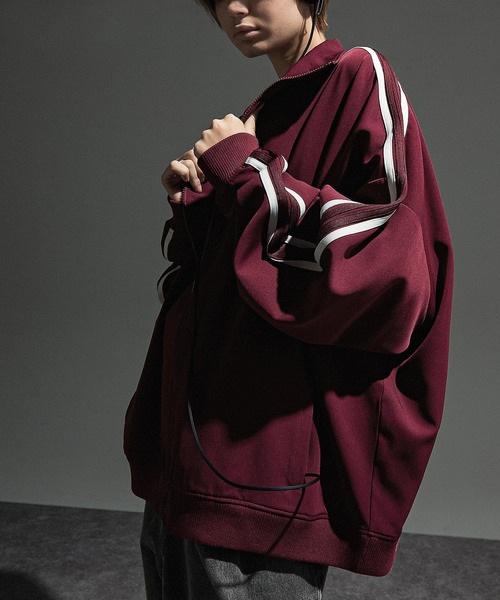 【セール】【セットアップ対応】'huge sizing' ダブルフェイスサイドラインオーバーサイズトラックジャケット（ジャージ）｜Alfred Alex（アルフレッドアレックス）