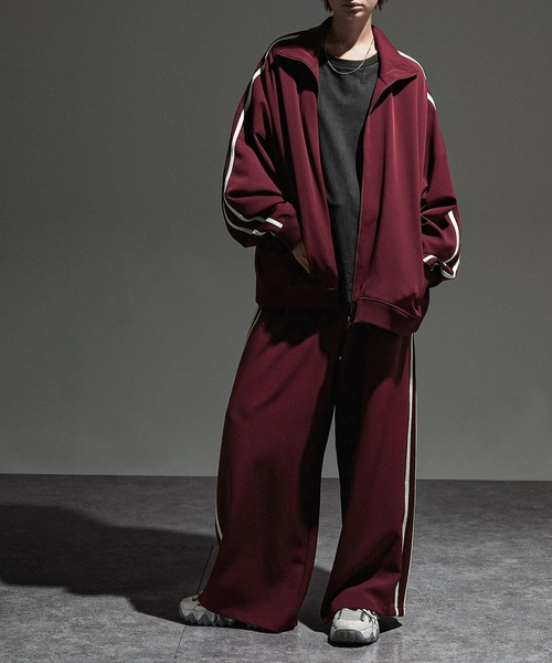 【セール】【セットアップ対応】'huge sizing' ダブルフェイスサイドラインオーバーサイズトラックジャケット（ジャージ）｜Alfred Alex（アルフレッドアレックス）