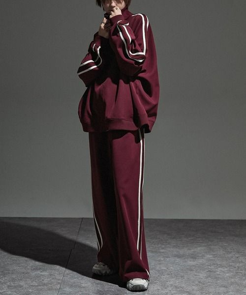 【セール】【セットアップ対応】'huge sizing' ダブルフェイスサイドラインオーバーサイズトラックジャケット（ジャージ）｜Alfred Alex（アルフレッドアレックス）