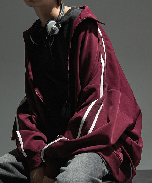 【セール】【セットアップ対応】'huge sizing' ダブルフェイスサイドラインオーバーサイズトラックジャケット（ジャージ）｜Alfred Alex（アルフレッドアレックス）