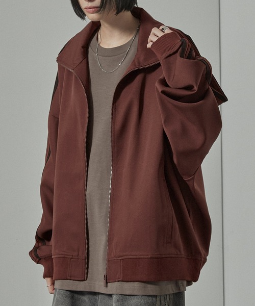 ダブルフェイスサイドラインオーバーサイズトラックジャケット Alfred Alex】ダブルジップアップサイドライントラック