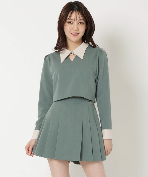 REDYAZEL（レディアゼル）の「【セットアップ可能】サイドビットプリーツスカパン（その他パンツ・レディース・グリーン/ブラック系その他/ブルー・FREE）」の3枚目の写真