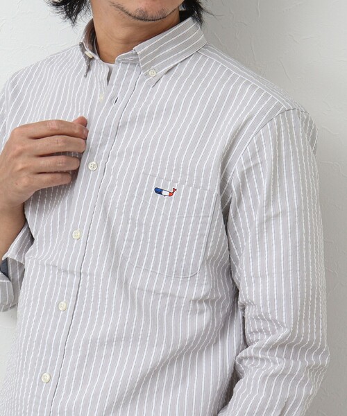 NOLLEY’S（ノーリーズ）の「クジラワンポイント ボタンダウンシャツ（シャツ/ブラウス・メンズ・ホワイト/ホワイト系その他/サックスブルー/ブラック系その他/グレー系その他・S/M/L/XL/XXL）」の5枚目の写真