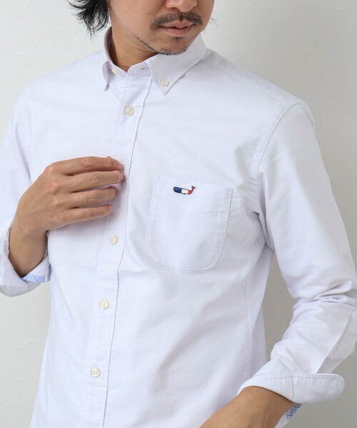 NOLLEY’S（ノーリーズ）の「クジラワンポイント ボタンダウンシャツ（シャツ/ブラウス・メンズ・ホワイト/ホワイト系その他/サックスブルー/ブラック系その他/グレー系その他・S/M/L/XL/XXL）」の2枚目の写真