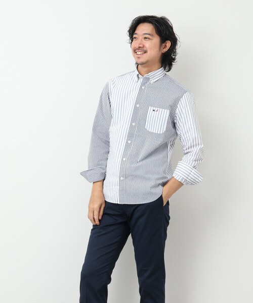 NOLLEY’S（ノーリーズ）の「クジラワンポイント ボタンダウンシャツ（シャツ/ブラウス・メンズ・ホワイト/ホワイト系その他/サックスブルー/ブラック系その他/グレー系その他・S/M/L/XL/XXL）」の6枚目の写真