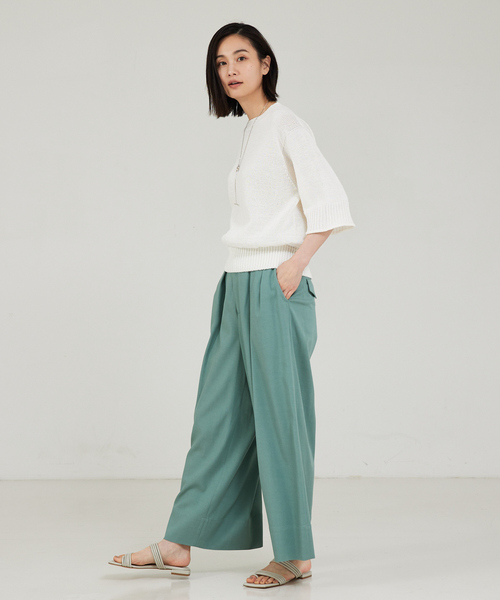 qualite(カリテ)の「ギマコットンクールネックニット(ニット/セーター・レディース・ベージュ/ライトブルー/オフホワイト/グレー/ブルー・フリー)」の21枚目の写真