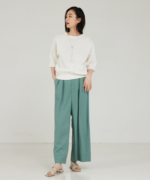 qualite(カリテ)の「ギマコットンクールネックニット(ニット/セーター・レディース・ベージュ/ライトブルー/オフホワイト/グレー/ブルー・フリー)」の20枚目の写真