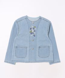 HAKKA KIDS（ハッカキッズ）の「[ジュニアサイズ]いちご刺繍ストレッチデニムジャケット（デニムジャケット・キッズ）」