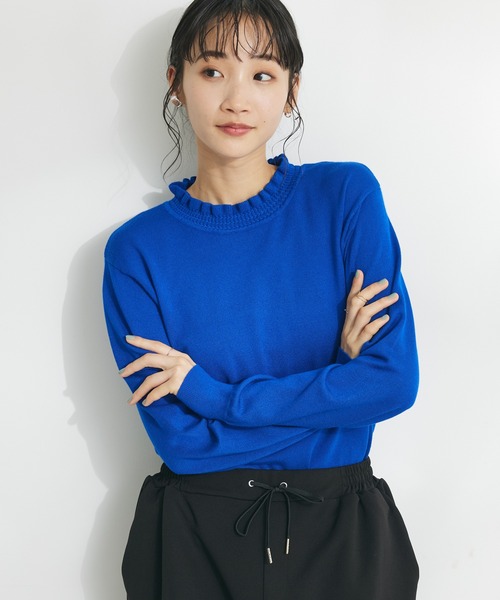 CRAFT STANDARD BOUTIQUE（クラフトスタンダードブティック）の「エリシャーリングニットプルオーバー（ニット/セーター・レディース・ブルー/グリーン/ホワイト/ネイビー・FREE）」の4枚目の写真