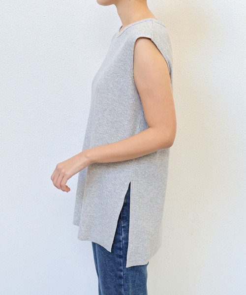 andme(アンドミー)の「【セルフカット】リブノースリーブトップス(Tシャツ/カットソー・レディース・スミクロ/キナリ/ネイビー/杢グレー/ブラック・M)」の20枚目の写真