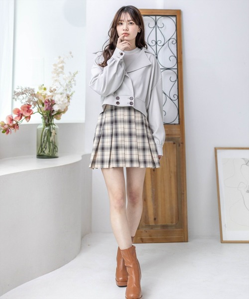 clear(クリア)の「チェック柄ボックスプリーツスカート≪2024SS新作≫(スカート・レディース・グレー/アイボリー・S/M)」の7枚目の写真