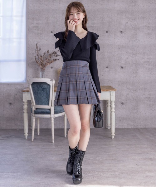 clear(クリア)の「チェック柄ボックスプリーツスカート≪2024SS新作≫(スカート・レディース・グレー/アイボリー・S/M)」の10枚目の写真